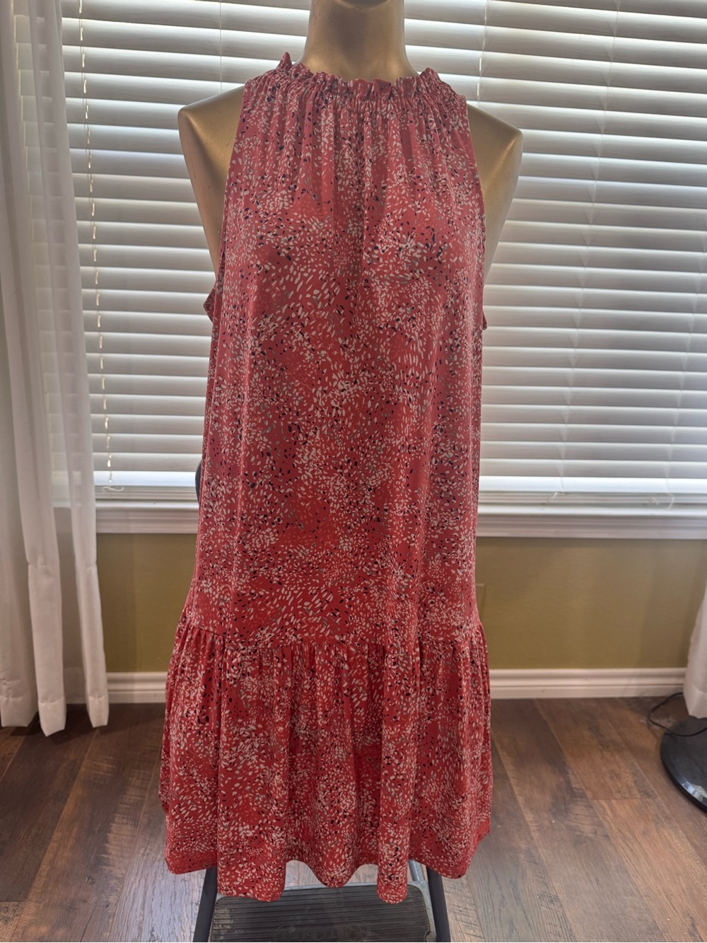 Banana Republic Coral Red Printed Halter Mini Dress